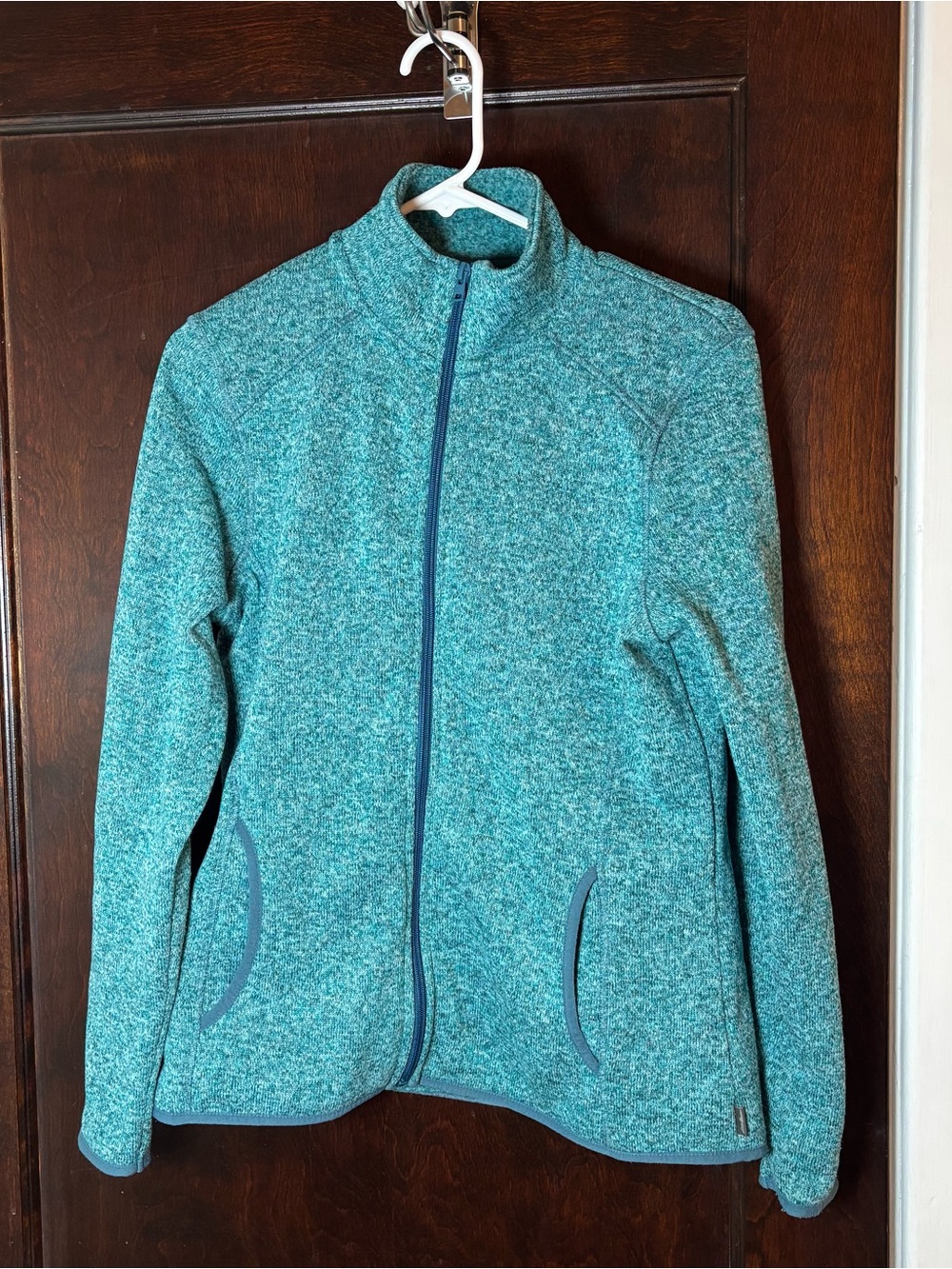 Eddie Bauer Women’s Jacket Large Radiator Fleece Heather Green Full Zip Collared